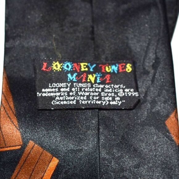 The Construction Crew 1995 Vintage Looney Tunes Mania Silk Tie - Picture 4 of 4